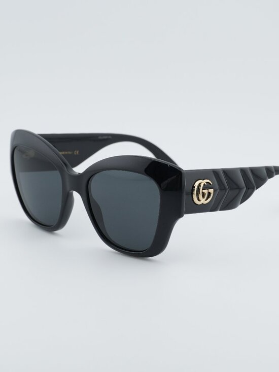 Gucci GG0808S 001 Sunglasses Black Butterfly Frame, Grey Lenses main image 8